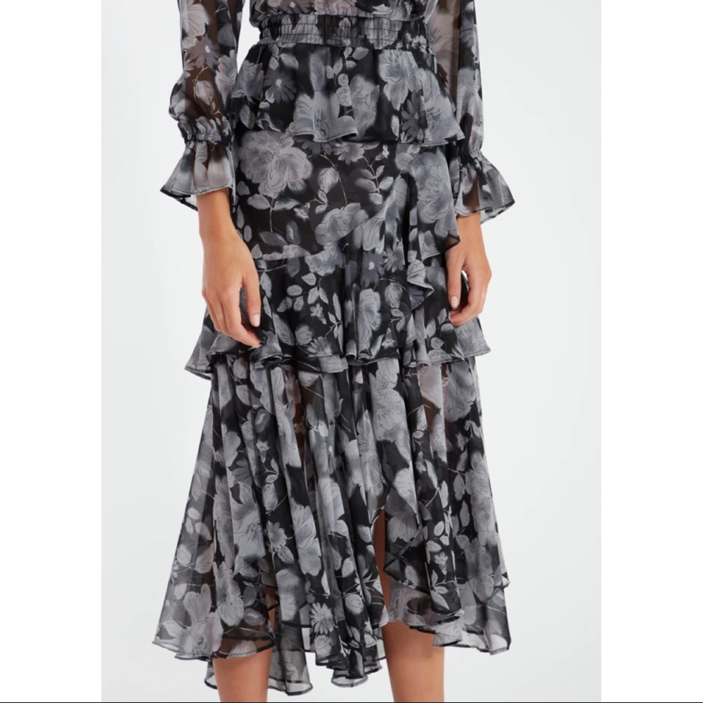 MISA Los Angeles Black Foral Agnese Midi Dress S - Picture 11 of 14
